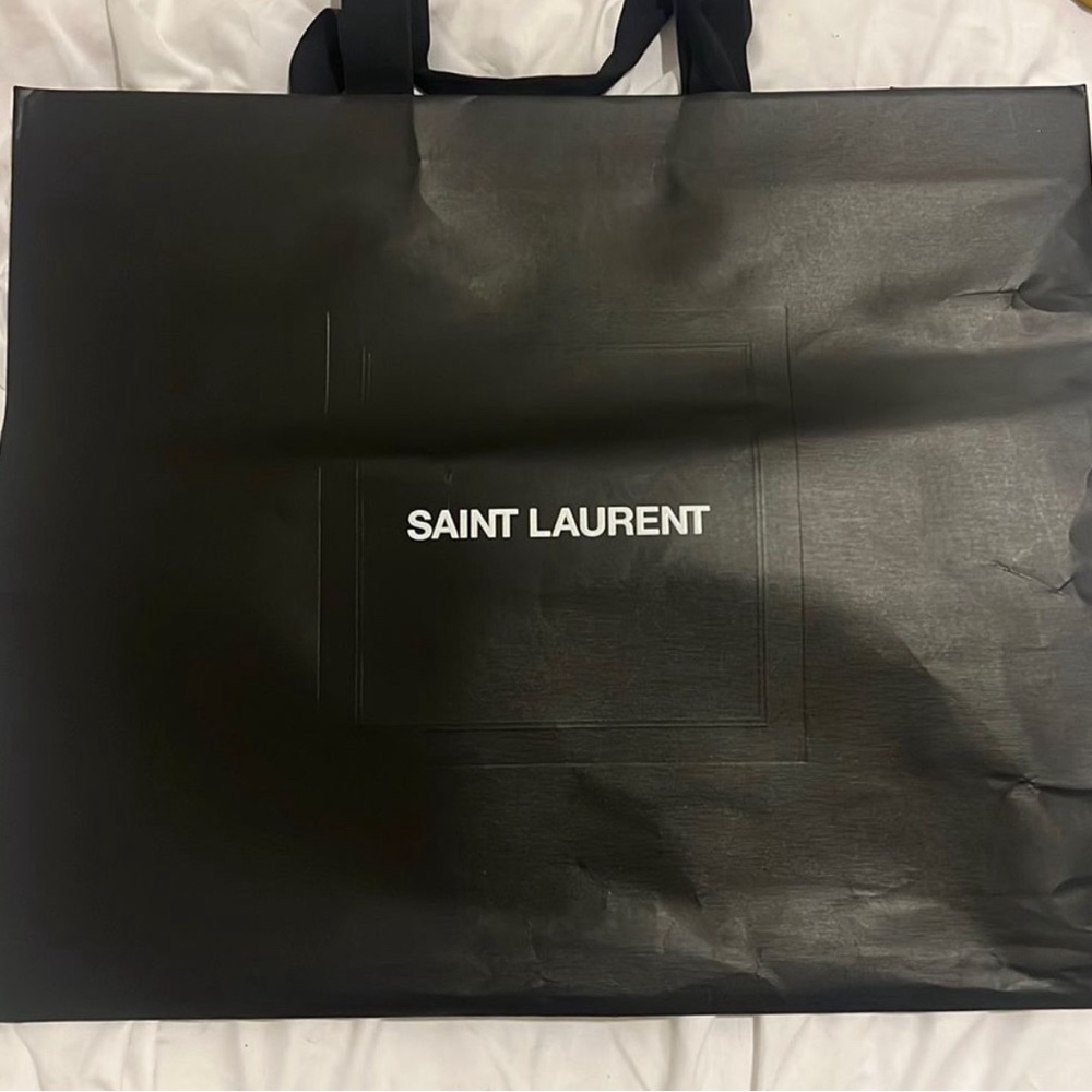 SAINT LAURANT Black Shopping Bag - Black Ribbon Handle - Excellent Condition